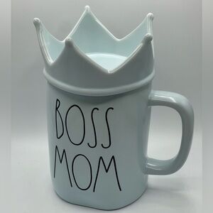 Rae Dunn Artisan Collection by Magenta: Mom Boss Ceramic Mug w/ Crown Topper Lid